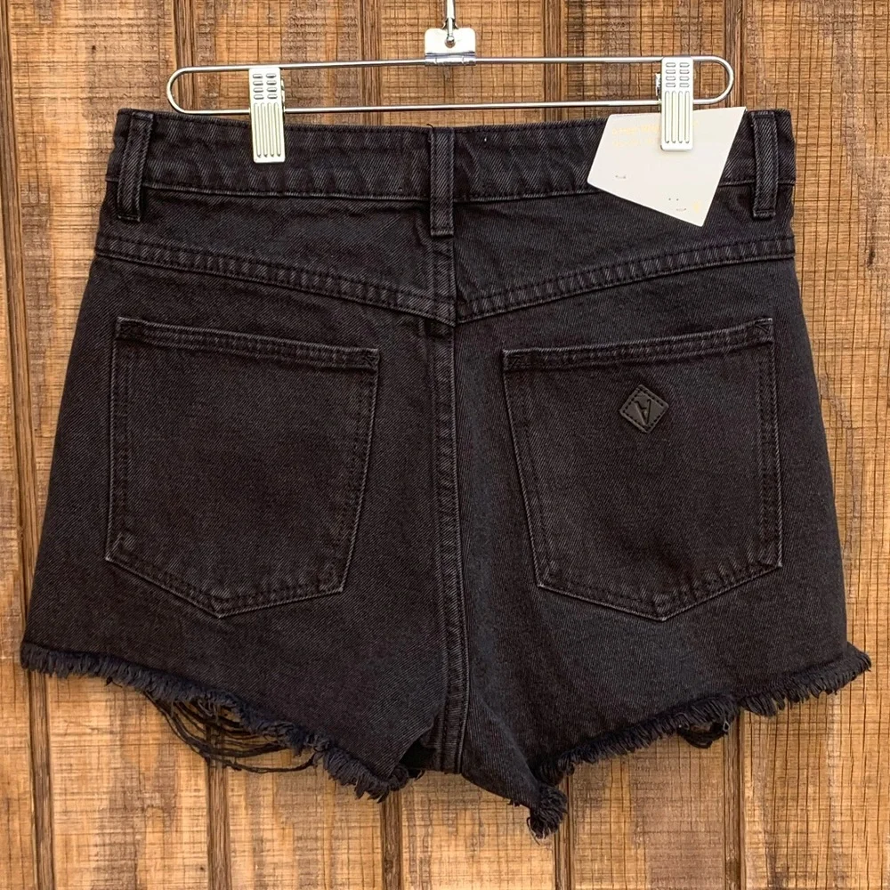 NWTS Abrand High Rise Black Distressed Jean Shorts